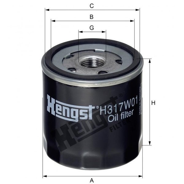 Hengst Oil Filter, H317W01 H317W01